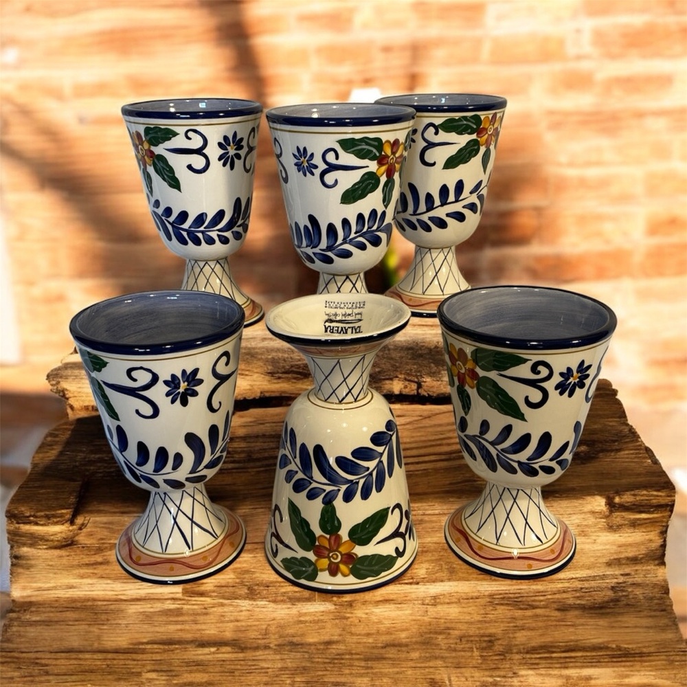Set of six Talavera Tabletop goblets.